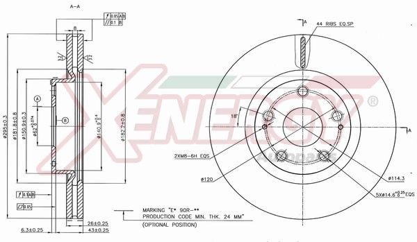 AP XENERGY X602241: Bromsskiva Ø: 295mm, ventilerad, Ø: 295mm, lackerad