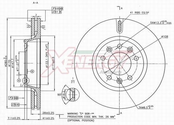 AP XENERGY X602279: Piduriketas Ø: 280mm, õhutusega, Ø: 280mm