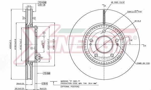 AP XENERGY X602609: Piduriketas Ø: 300mm, õhutusega, Ø: 300mm, värvitud