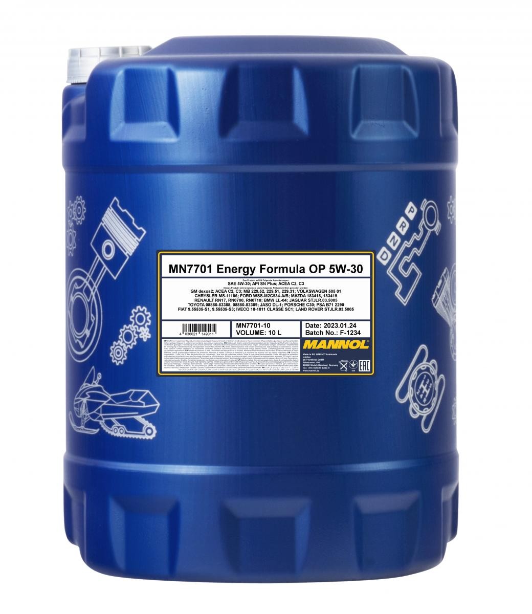 MANNOL MN7701-10: Mootoriõli 10l, 5W-30 Energy, Formula OP