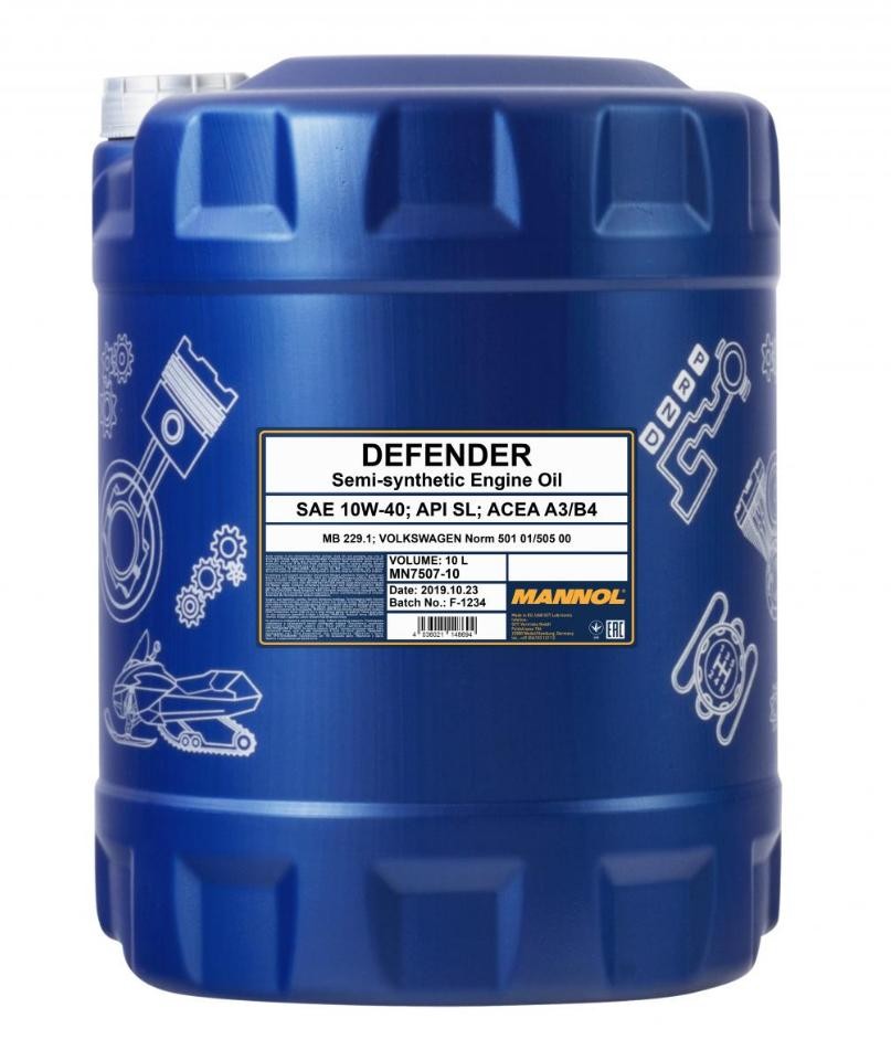 MANNOL MN7507-10: Variklio alyva 10l, 10W-40 Defender