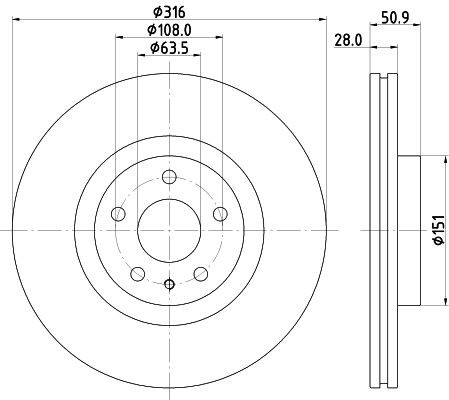 MINTEX MDC2914C: Stabdžių diskas Ø: 316mm, vidinis ventiliavimas, Ø: 316mm, padengta, be rato stebulės, be rato guolio, be rato tvirtinimo smeigių