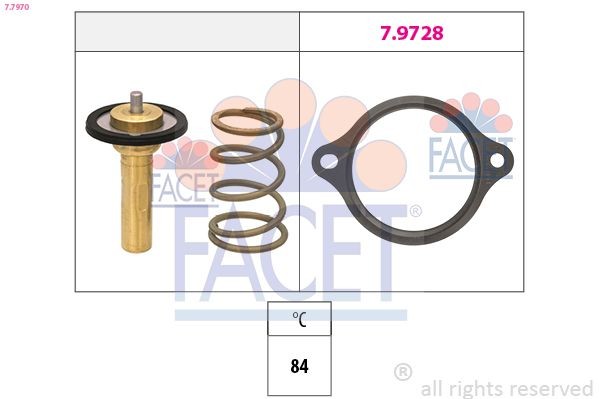 FACET 7.7970: Termostat, środek chłodzący Made in Italy - OE Equivalent 84°C
