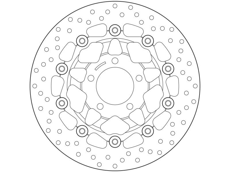 BREMBO 78B40820: Piduriketas PRIME - Serie-Oro - Floating Disc ees, Ø: 290mm, perforeeritud, kaheosaline piduriketas, ujuv, Ø: 290mm Serie Oro