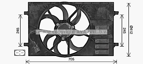 PRASCO AI7524: Radiaatori ventilaator 412mm, koos jahutusventilaatoriraamiga(Zarge)