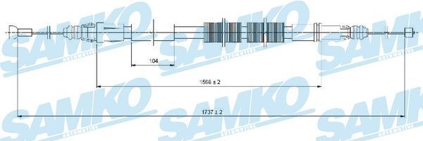 SAMKO C1028B: Handremkabel 1730mm, 1730mm