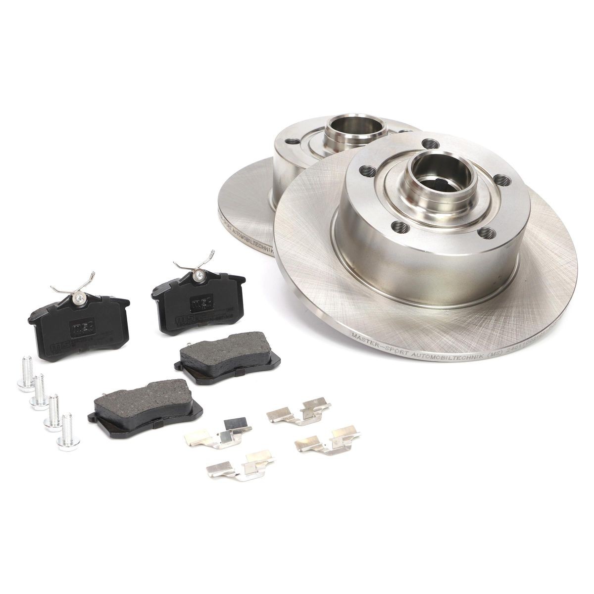 MASTER-SPORT 201002100: Bremsscheiben und -beläge Hinterachse, Ø: 245mm, voll, mit Radlager, mit ABS-Sensorring