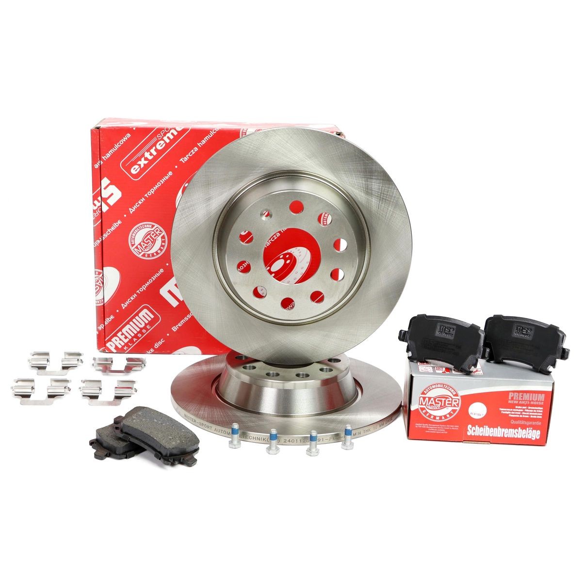 MASTER-SPORT 201201690: Kit de discos de freno y pastillas Eje trasero, Ø: 282mm, macizo