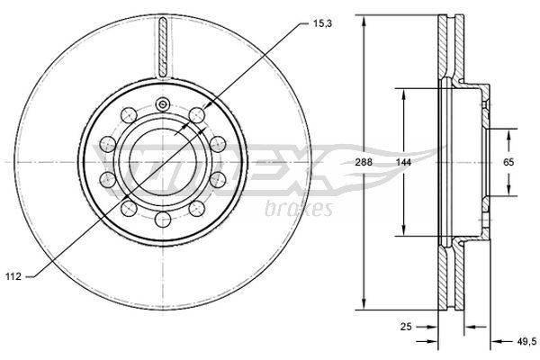 TOMEX brakes TX 71-31: Piduriketas Ø: 288mm, õhutusega, Ø: 288mm, värvitud