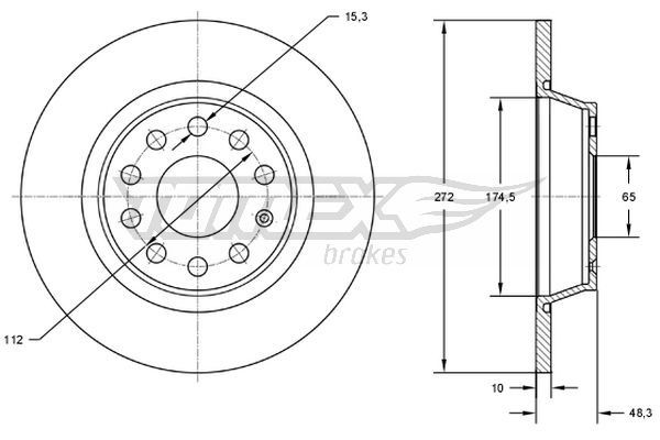 TOMEX brakes TX 72-45: Piduriketas Tagasild, Ø: 272mm, täis, Ø: 272mm, värvitud