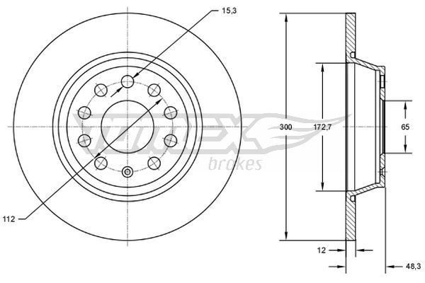 TOMEX brakes TX 72-69: Piduriketas Ø: 300mm, täis, Ø: 300mm, värvitud