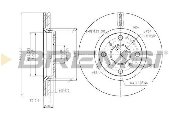 BREMSI CD7527V: Bremseskive foraksel, Ø: 247mm, ventileret, Ø: 247mm, lakeret