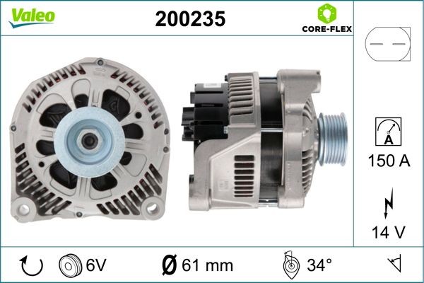 VALEO 200235: Kintamosios srovės generatorius VALEO CORE-FLEX 150A