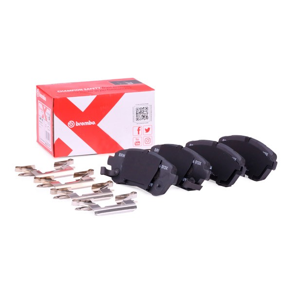 BREMBO P 16 013X: Juego de pastillas de freno XTRA LINE con accesorios, Chapa antichirridos