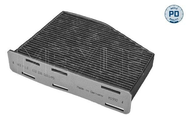 MEYLE 112 326 0011/PD: Filter, salongiõhk MEYLE-PD: Advanced performance and design. Filtrer, lõhna absorbeeriva toimega, Aktiivsöefilter, bakterivastase toimega, Peentolmufilter (PM 2.5), allergia vastase toimega, kõrge peentolmu eraldus, NOx absorbeeriv toime, NOx filter