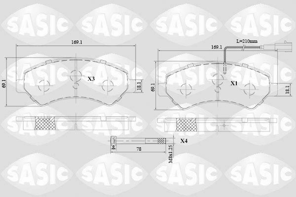 SASIC 6210069: Fékbetét készlet, tárcsafék elsőtengely