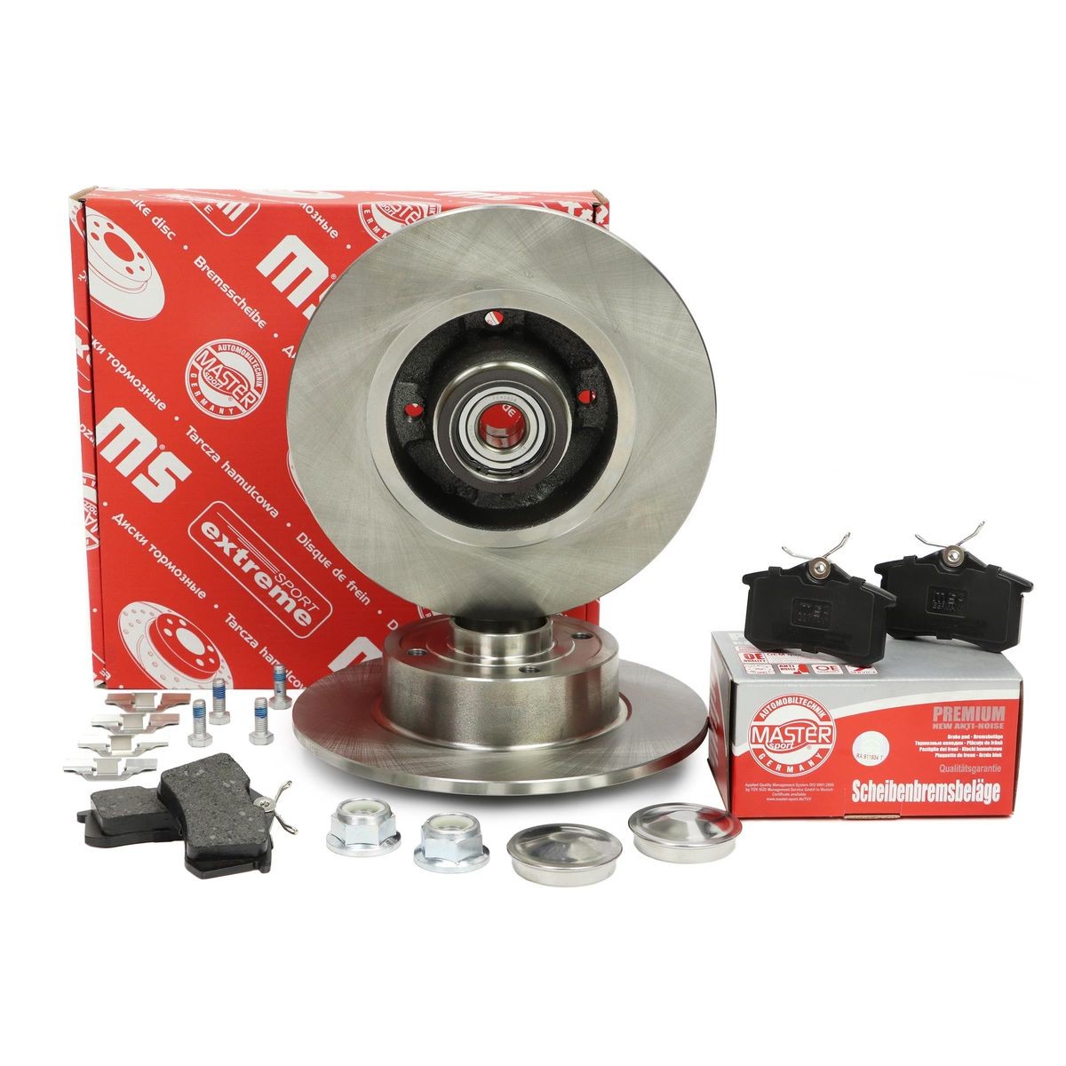 MASTER-SPORT 200801140: Kit de discos de freno y pastillas Eje trasero, Ø: 240,0mm, macizo