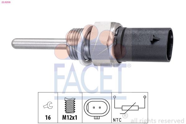 FACET 22.0258: Senzor, temperatura gaze evacuare Made in Italy - OE Equivalent