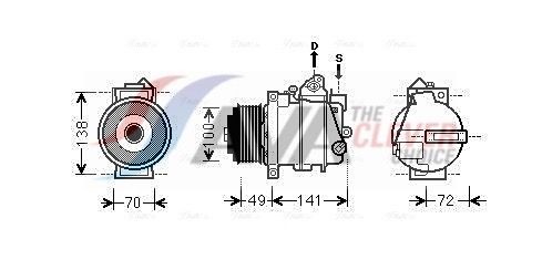 AVA COOLING SYSTEMS MSAK560: Kondicionieriaus kompresorius ** CLEVER FIT ** su PAG kompresorine alyva, be diodo, be magnetinės sankabos