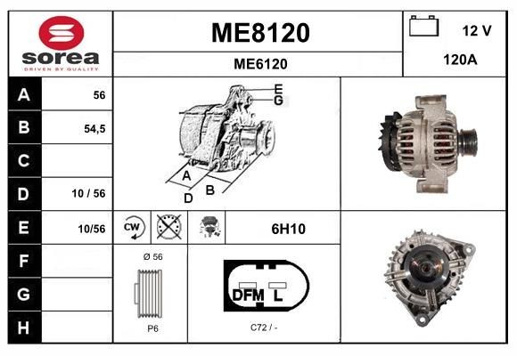 SNRA ME8120: Alternator 120A, cu regulator integrat