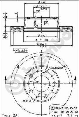 BREMBO 09.8931.10: Bremseskive PRIME LINE Ø: 280mm, indvendigt ventileret, Ø: 280mm, med skruer