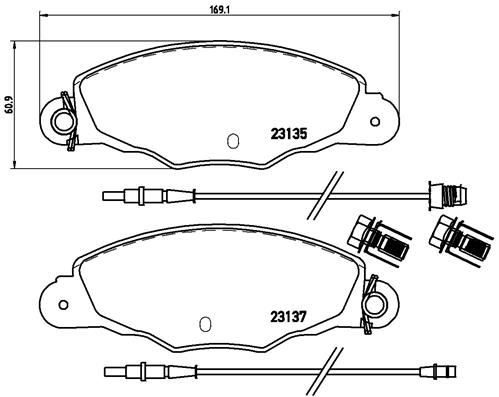 BREMBO P 61 061: Piduriklotsid PRIME LINE koos lisadega, koos pidurisadula kruvidega, koos kokkusurumisvastase plekiga