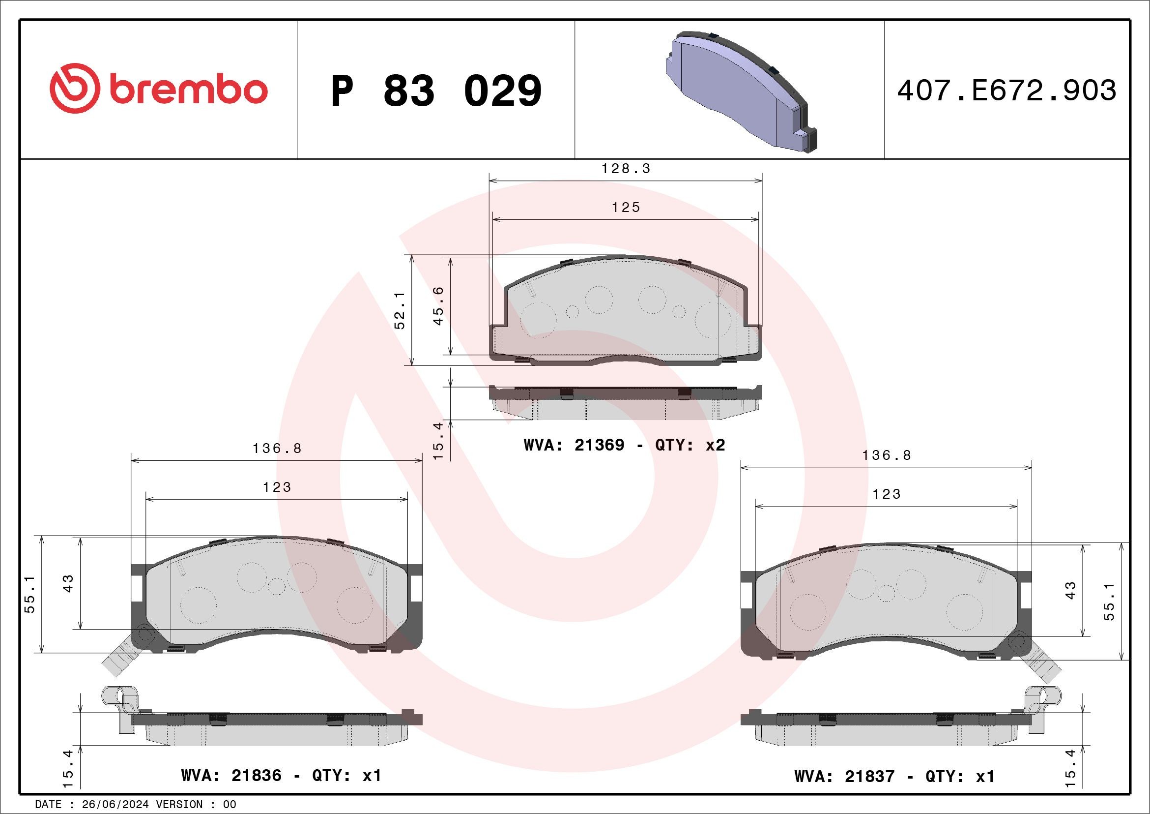 BREMBO P 83 029: Bromsbelägg PRIME LINE utan tillbehör, Anti-skrik-plåt