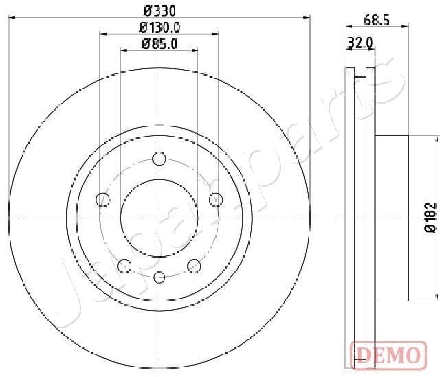 JAPANPARTS DI-0957C: Piduriketas ees paremal, Ø: 330mm, õhutusega, Ø: 330mm, värvitud
