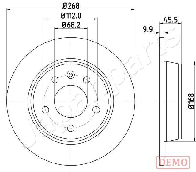 JAPANPARTS DP-0306C: Stabdžių diskas galinė ašis, Ø: 268mm, visiškai, Ø: 268mm, nudažyta