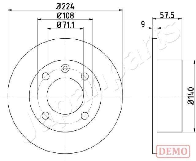 JAPANPARTS DP-0614C: Piduriketas Ø: 224mm, täis, Ø: 224mm, värvitud