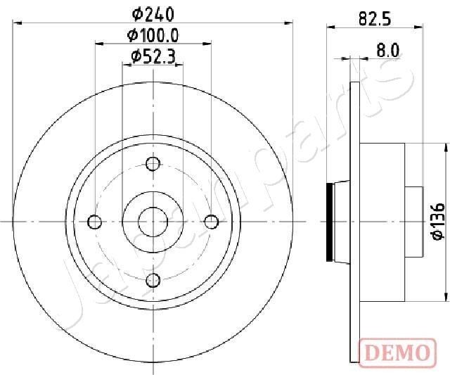 JAPANPARTS DP-0712C: Féktárcsa hátsótengely, Ø: 240mm, tele, Ø: 240mm, lakkozott