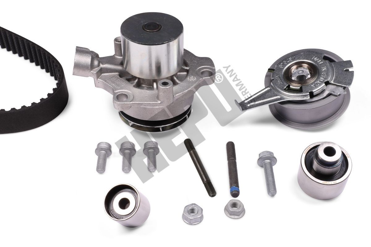 HEPU PK06692M: Kit de distribution + pompe à eau Nbr. dents: 145, Largeur: 25mm, Pompe à eau non-commutable, sans contact-coupure intégré, avec vis/boulons