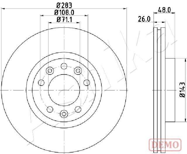 ASHIKA 60-00-0634C: Bremseskive foraksel, Ø: 283mm, indvendigt ventileret, Ø: 283mm, lakeret