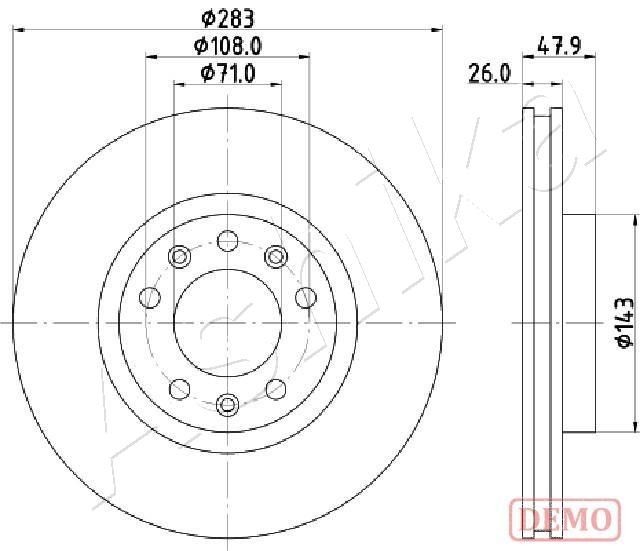 ASHIKA 60-00-0637C: Bremseskive foraksel, Ø: 283mm, ventileret, Ø: 283mm, lakeret