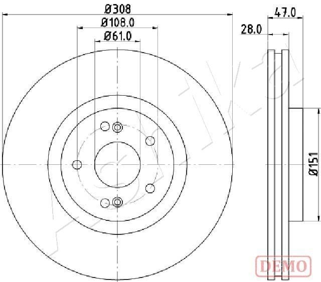 ASHIKA 60-00-0703C: Disco de freno Ø: 308mm, ventilado, Ø: 308mm, barnizado