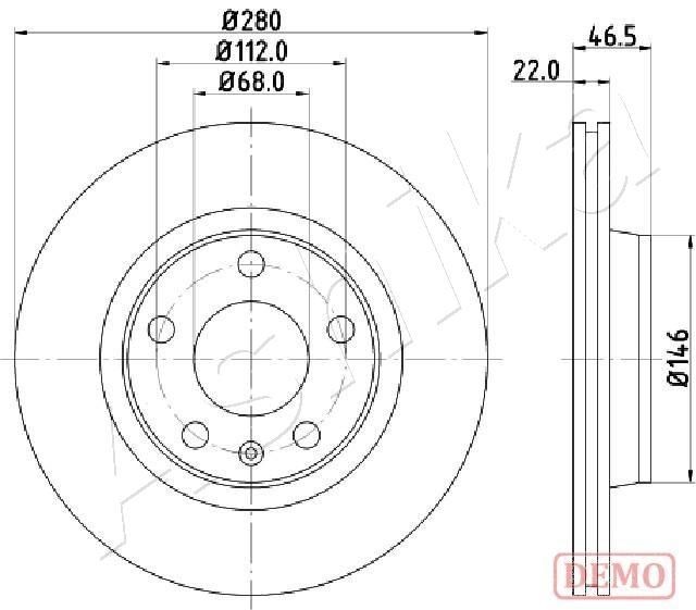 ASHIKA 60-00-0911C: Féktárcsa Ø: 280mm, Szellőztetett, Ø: 280mm, lakkozott