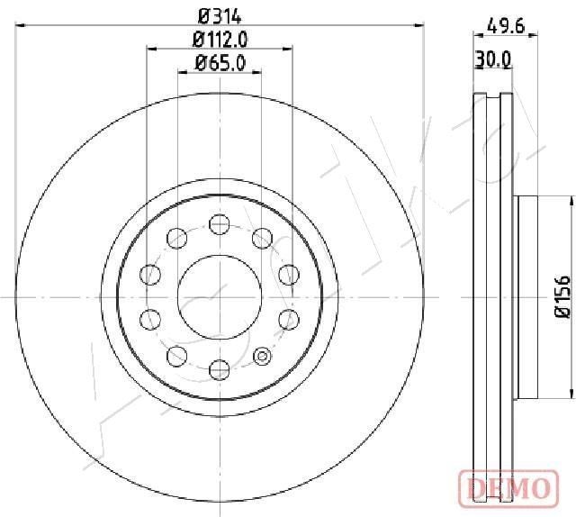ASHIKA 60-00-0933C: Piduriketas Esisild, Ø: 314mm, õhutusega, Ø: 314mm, värvitud