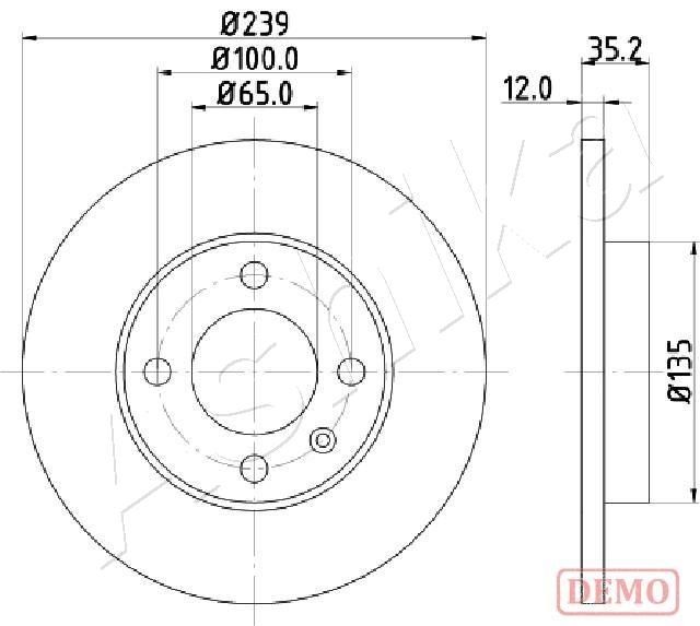 ASHIKA 60-00-0938C: Bremsscheibe Ø: 239mm, voll, Ø: 239mm, lackiert