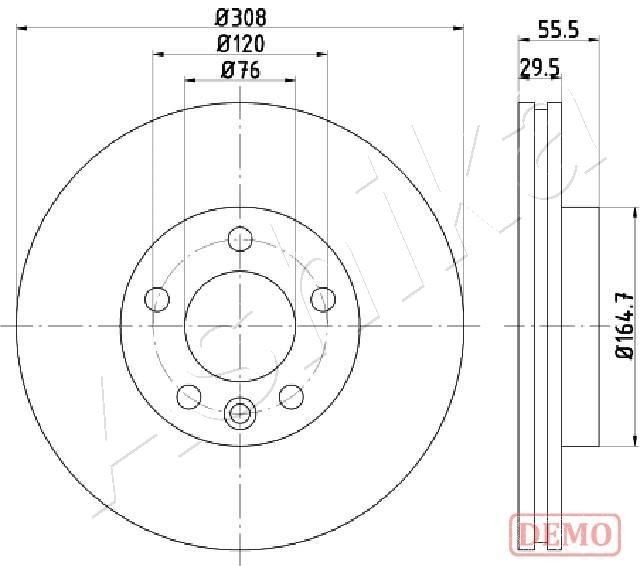 ASHIKA 60-00-0953C: Disc de frână punte fata, Ř: 308mm, ventilat, Ř: 308mm, lacuit