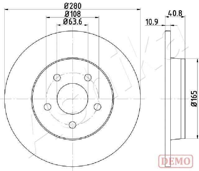ASHIKA 61-00-0301C: Piduriketas Tagasild, Ø: 280mm, täis, Ø: 280mm, värvitud