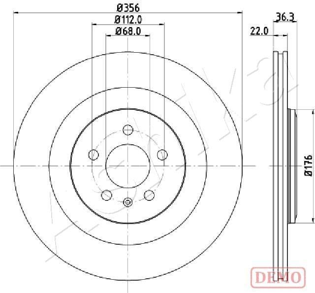 ASHIKA 61-00-0917C: Disc de frână puntea spate, Ř: 355,8mm, ventilat, Ř: 355,8mm, lacuit