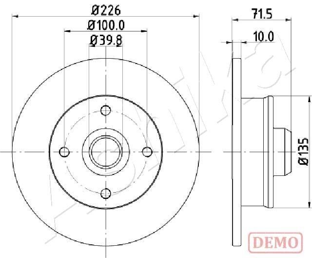 ASHIKA 61-00-0922C: Disco de freno Eje trasero, Ø: 226mm, macizo, Ø: 226mm, barnizado