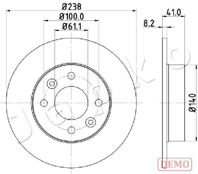 JAPKO 600700C: Bromsskiva framaxel, Ø: 238mm, full, Ø: 238mm, lackerad