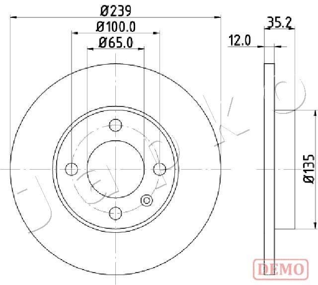 JAPKO 600938C: Disc de frână Ř: 239mm, plin, Ř: 239mm, lacuit