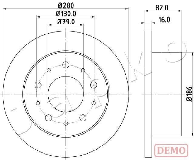 JAPKO 610611C: Bremseskive bagaksel, Ø: 280mm, fuldstændigt, Ø: 280mm, lakeret