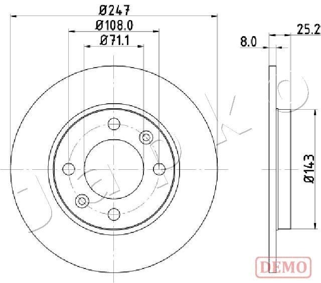 JAPKO 610615C: Disco de freno Eje trasero, Ø: 247mm, macizo, Ø: 247mm, barnizado