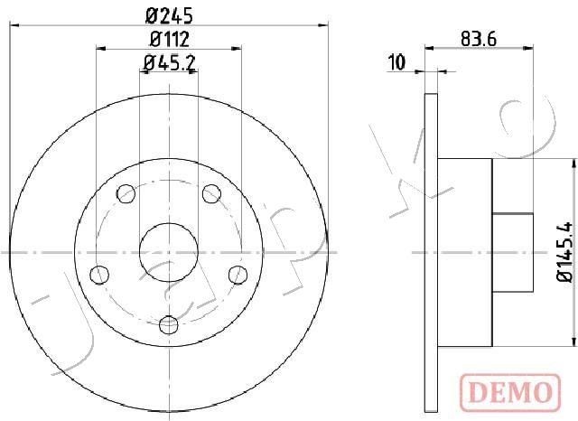 JAPKO 610906C: Bromsskiva Ø: 245mm, full, Ø: 245mm, lackerad