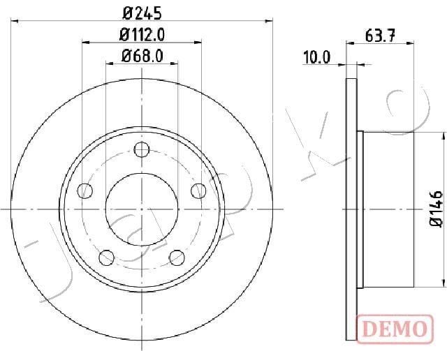 JAPKO 610912C: Féktárcsa hátsótengely, Ø: 245mm, tele, Ø: 245mm, lakkozott