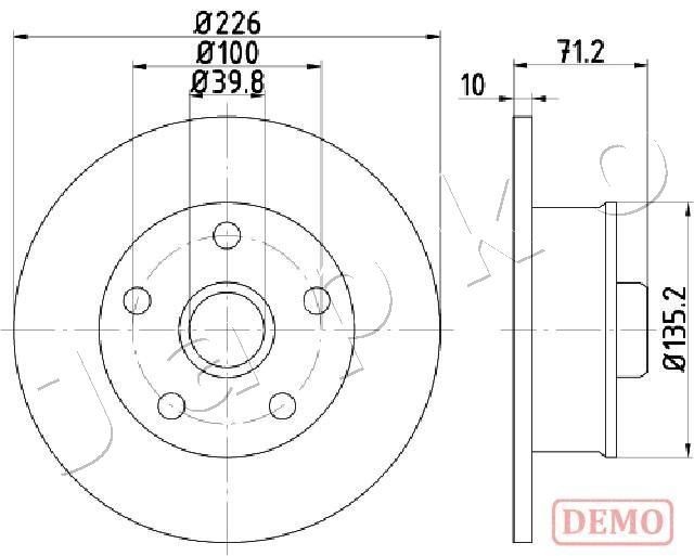 JAPKO 610923C: Tarcza hamulcowa Oś tylna, Ø: 226[mm], pełny, Ø: 226[mm], lakierowany