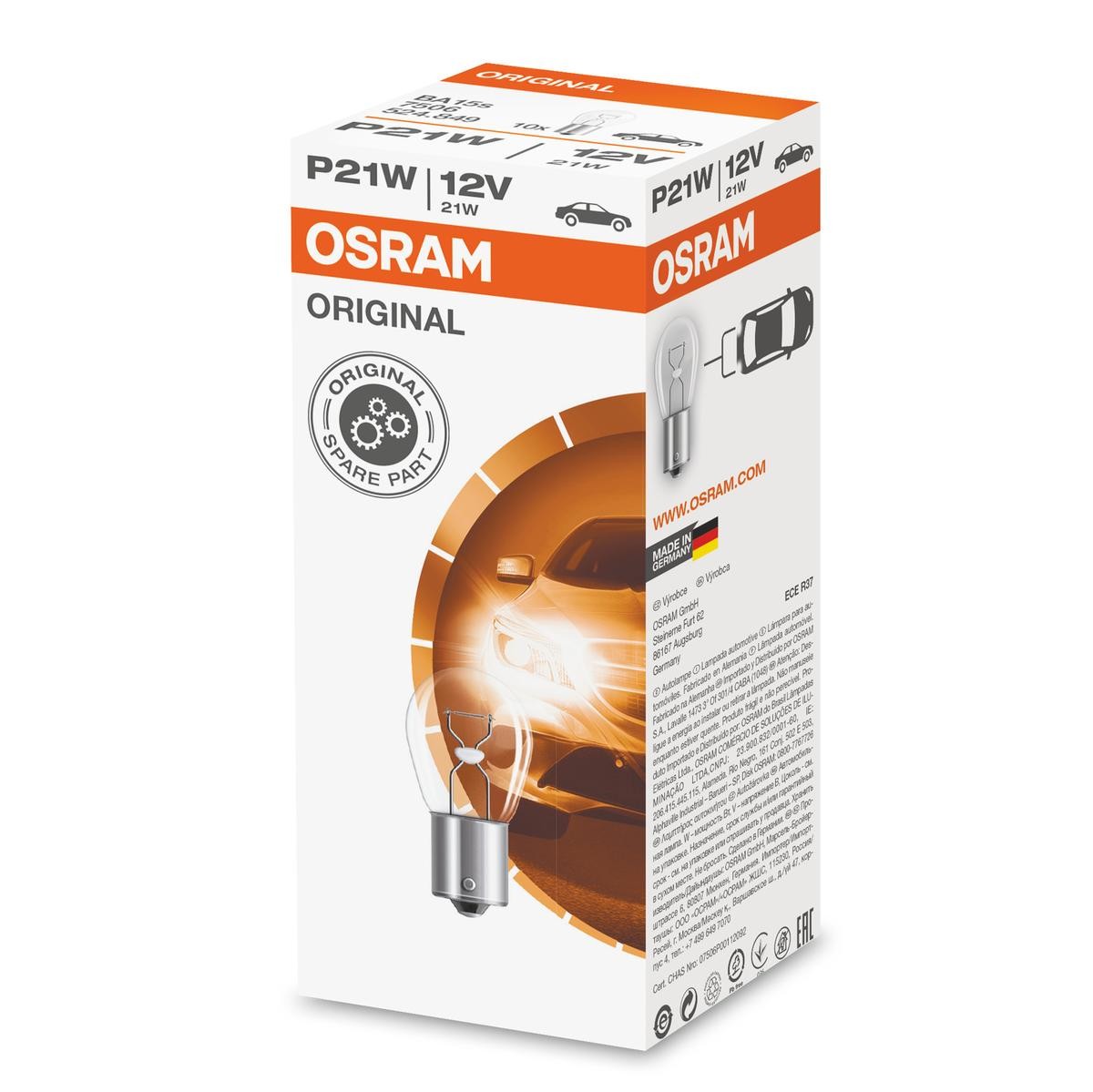OSRAM 7506: Bec, semnalizator 12V, P21W ORIGINAL LINE